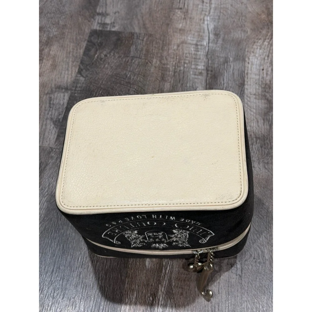 Juicy Couture Vintage Velour Vanity Case Brown Cream Y2K Makeup Bag Mirror